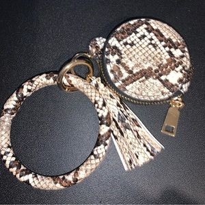 Snakeskin bangle keychain with compact mirror
